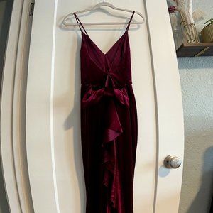 Purple Velvet Floor-Length Dress